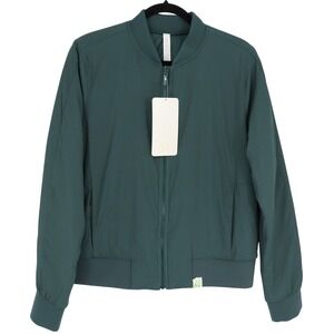 Lululemon Non Stop Bomber Jacket Women's Size 12 Teal/Mystic Green Reversible